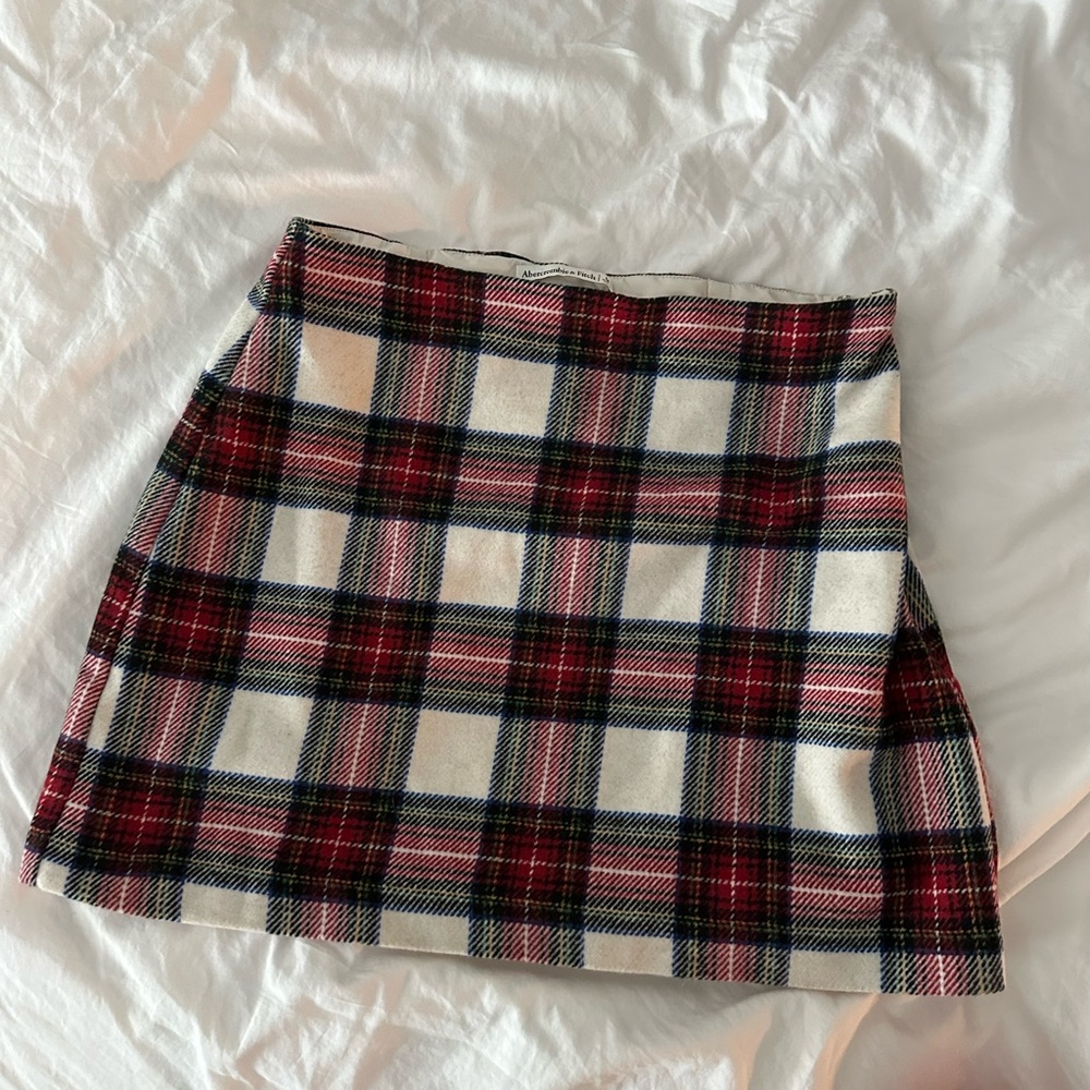 Plaid Mini Skirt in Red and White